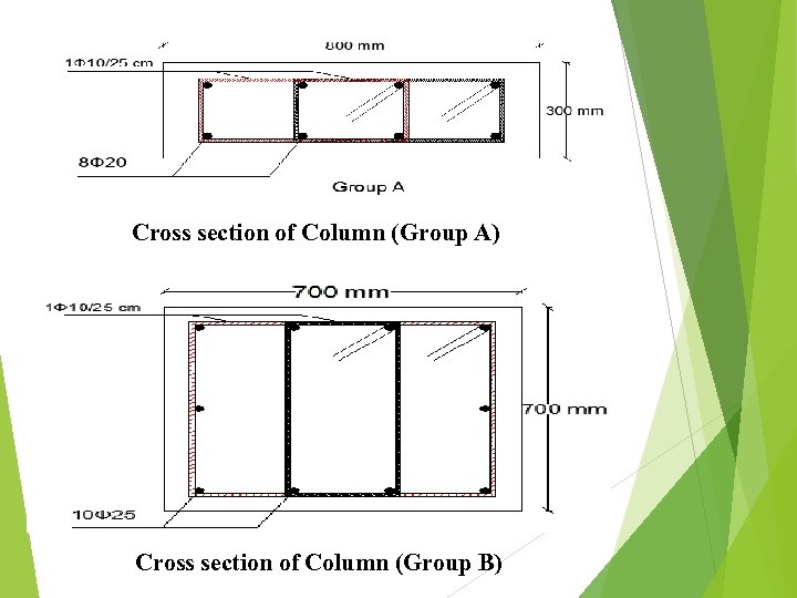 Cross section of Column (Group A) Cross section of Column (Group B) 