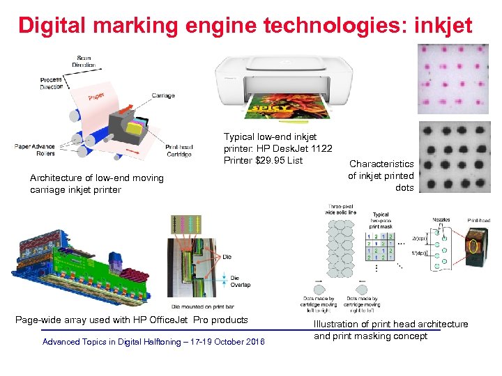 Digital marking engine technologies: inkjet • text Typical low-end inkjet printer: HP Desk. Jet
