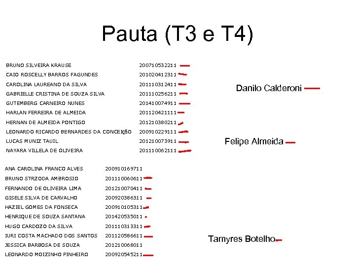Pauta (T 3 e T 4) BRUNO SILVEIRA KRAUSE 200710532211 CAIO ROSCELLY BARROS FAGUNDES