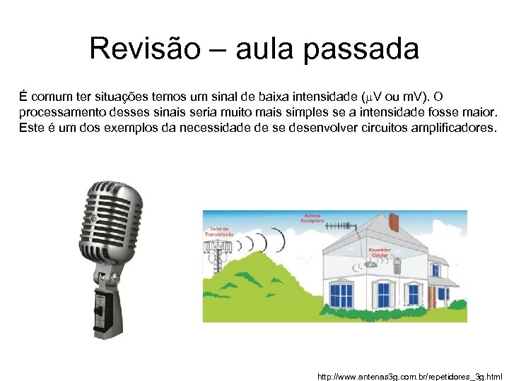 Revisão – aula passada É comum ter situações temos um sinal de baixa intensidade