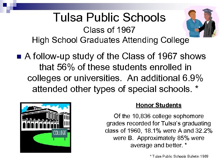 Tulsa Public Schools Class of 1967 High School Graduates Attending College n A follow-up