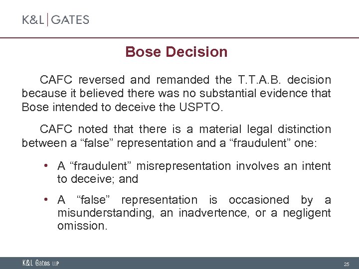 Bose Decision CAFC reversed and remanded the T. T. A. B. decision because it
