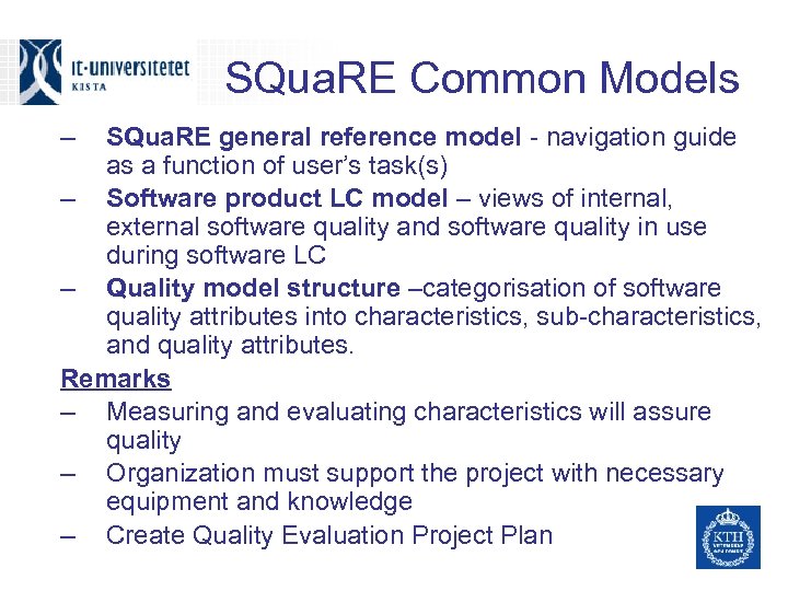 SQua. RE Common Models – SQua. RE general reference model - navigation guide as