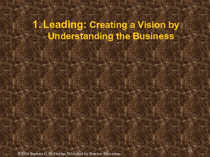 1. Leading: Creating a Vision by Understanding the Business © 2006 Barbara C. Mc.