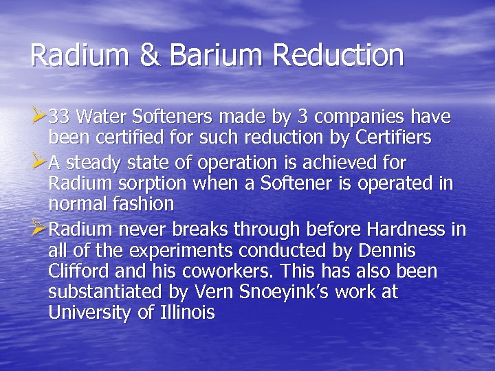 Radium & Barium Reduction Ø 33 Water Softeners made by 3 companies have been