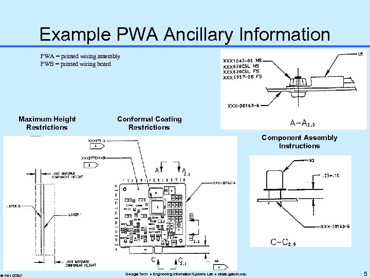 Example PWA Ancillary Information PWA = printed wiring assembly PWB = printed wiring board