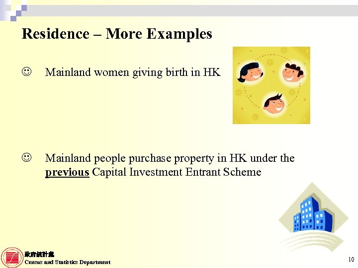 Residence – More Examples J Mainland women giving birth in HK J Mainland people