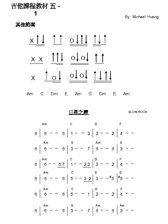 吉他課程教材 五 - 1 By : Michael Huang 其他節奏 X O X X O