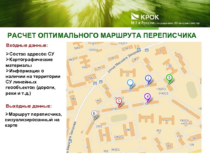 РАСЧЕТ ОПТИМАЛЬНОГО МАРШРУТА ПЕРЕПИСЧИКА Входные данные: ØСостав адресов СУ ØКартографические материалы ØИнформация о наличии