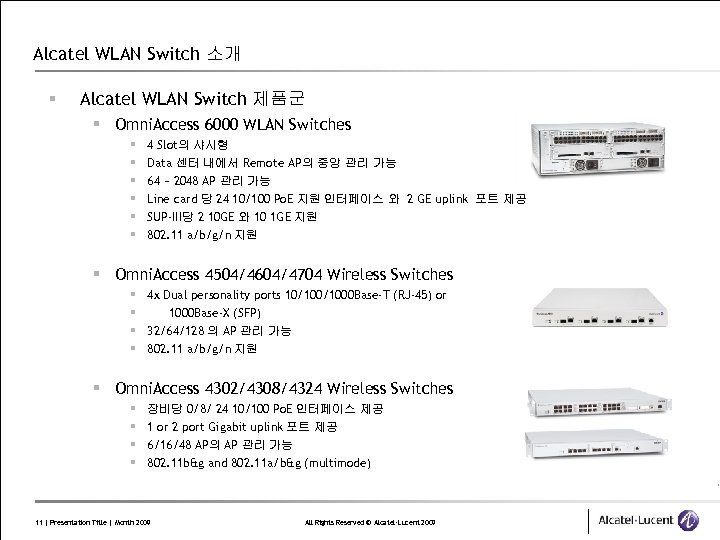 Alcatel WLAN Switch 소개 § Alcatel WLAN Switch 제품군 § Omni. Access 6000 WLAN