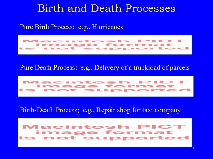 Birth and Death Processes Pure Birth Process; e. g. , Hurricanes Pure Death Process;