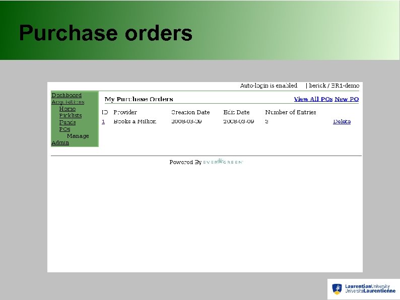 Purchase orders 