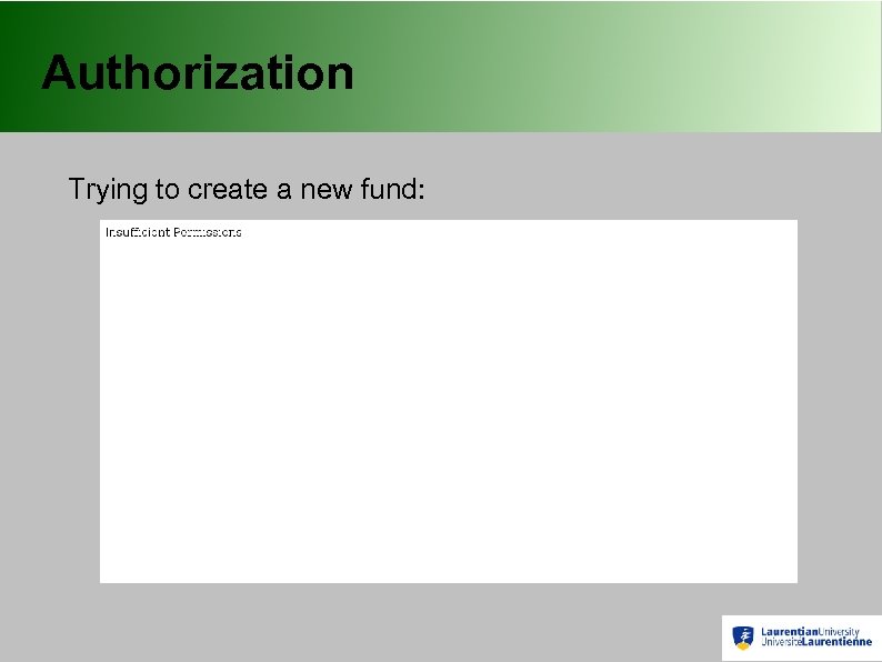 Authorization Trying to create a new fund: 