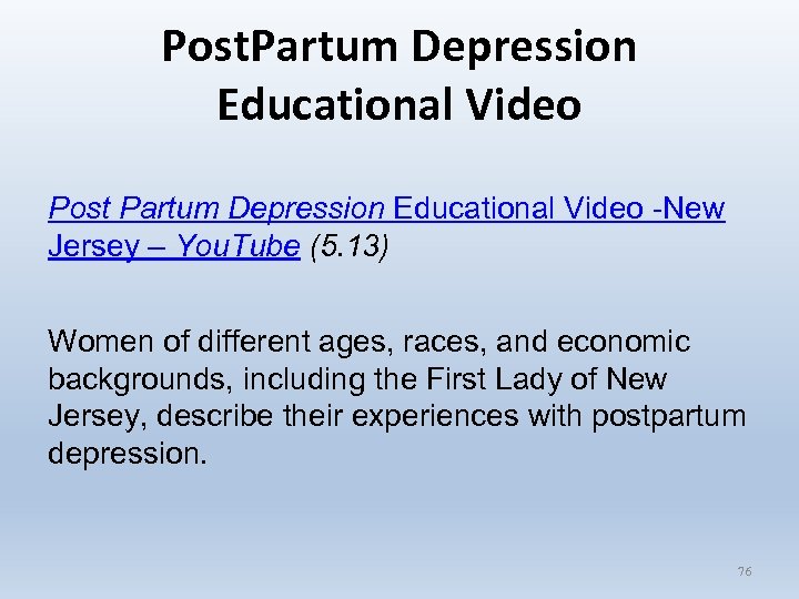 Post. Partum Depression Educational Video Post Partum Depression Educational Video -New Jersey – You.