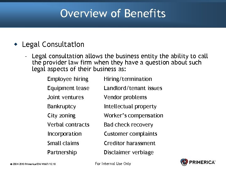 Overview of Benefits w Legal Consultation – Legal consultation allows the business entity the