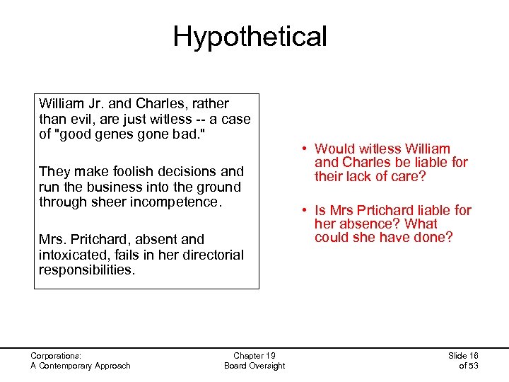 Hypothetical William Jr. and Charles, rather than evil, are just witless -- a case