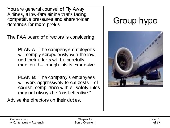 You are general counsel of Fly Away Airlines, a low-fare airline that’s facing competitive