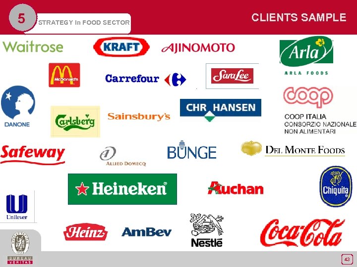 5 STRATEGY in FOOD SECTOR CLIENTS SAMPLE 43 