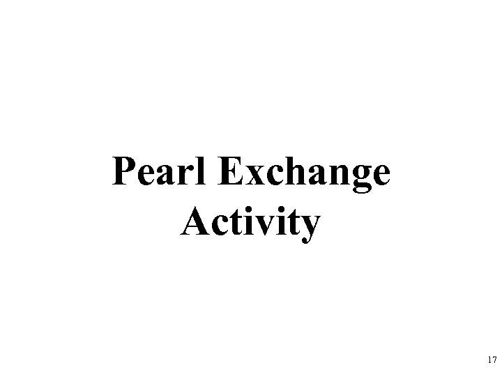 Pearl Exchange Activity 17 