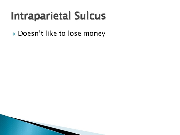 Intraparietal Sulcus Doesn’t like to lose money 
