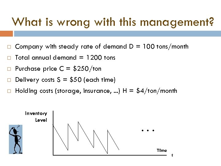 What is wrong with this management? Company with steady rate of demand D =