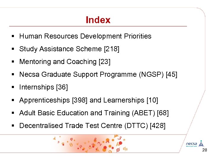 Index § Human Resources Development Priorities § Study Assistance Scheme [218] § Mentoring and