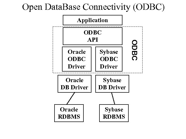 Open Data. Base Connectivity (ODBC) Application Oracle ODBC Driver Oracle DB Driver Oracle RDBMS