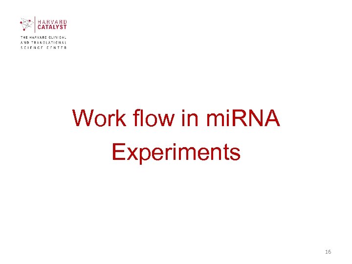 Work flow in mi. RNA Experiments 16 