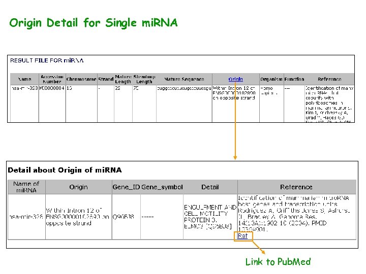 Origin Detail for Single mi. RNA Link to Pub. Med 