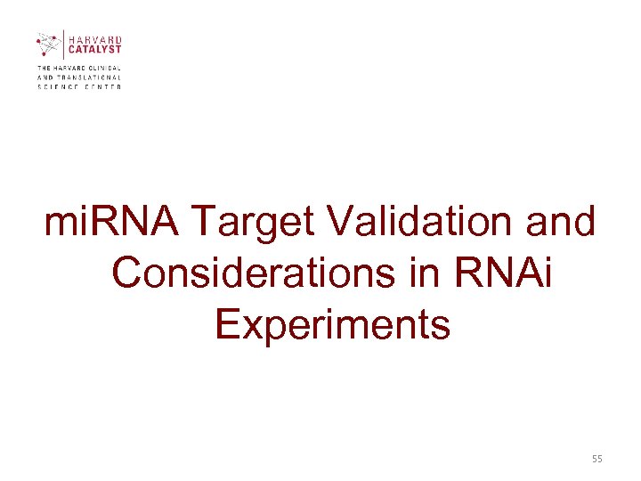 mi. RNA Target Validation and Considerations in RNAi Experiments 55 