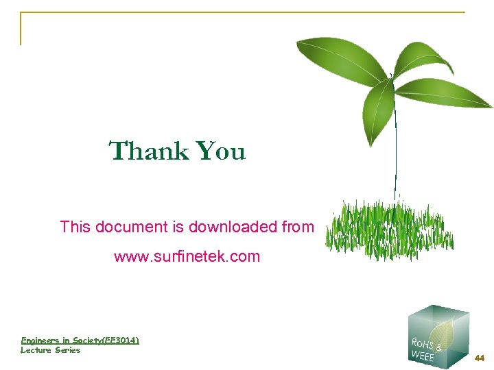 Thank You This document is downloaded from www. surfinetek. com Engineers in Society(EE 3014)