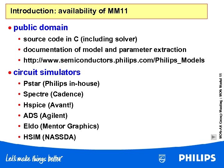 Introduction: availability of MM 11 · public domain • source code in C (including