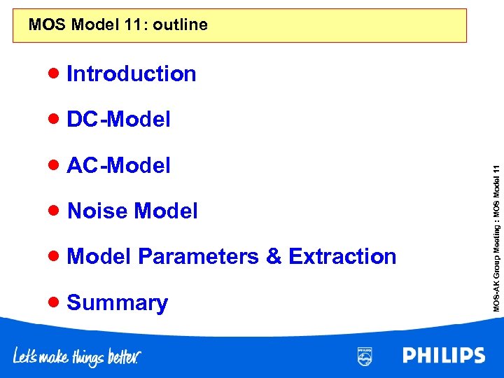MOS Model 11: outline · Introduction · AC-Model · Noise Model · Model Parameters