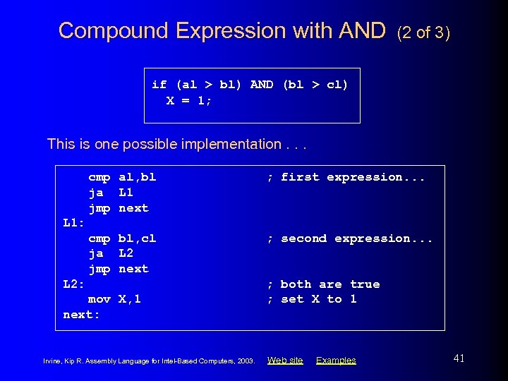 Compound Expression with AND (2 of 3) if (al > bl) AND (bl >
