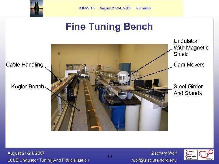 Fine Tuning Bench Undulator With Magnetic Shield Cable Handling Cam Movers Kugler Bench August