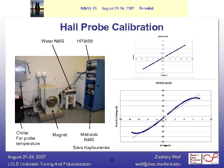 Hall Probe Calibration Water NMR Chiller For probe temperature Magnet HP 3458 Metrolab NMR