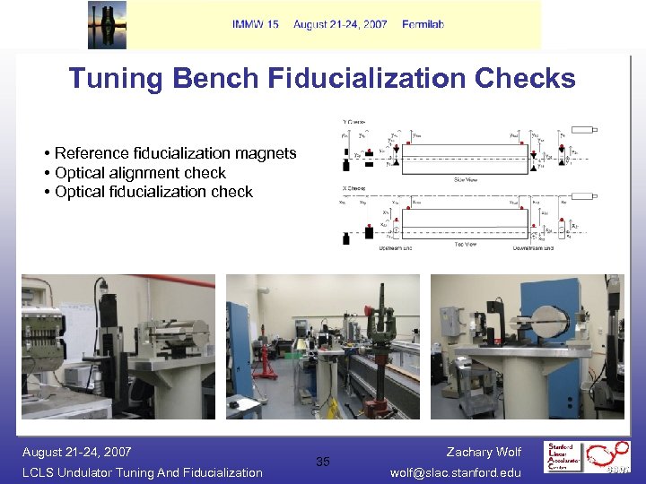 Tuning Bench Fiducialization Checks • Reference fiducialization magnets • Optical alignment check • Optical