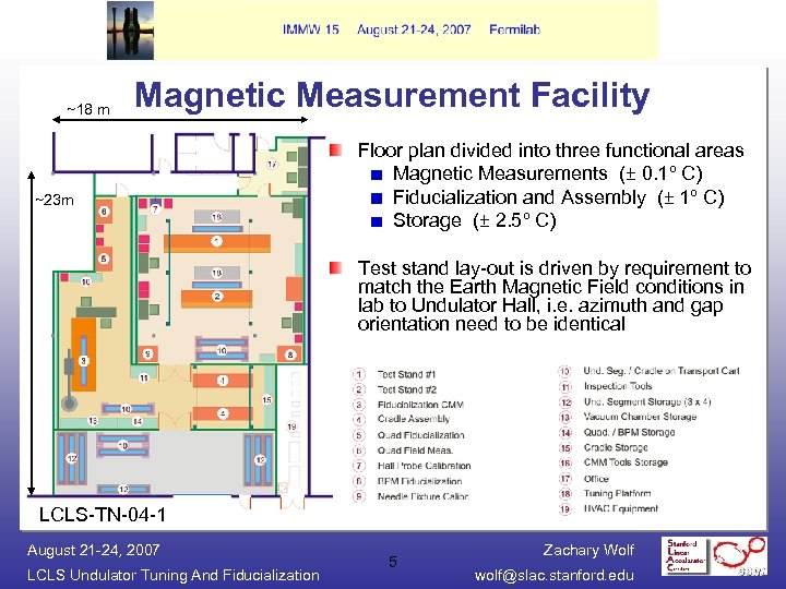 ~18 m Magnetic Measurement Facility ~23 m Floor plan divided into three functional areas