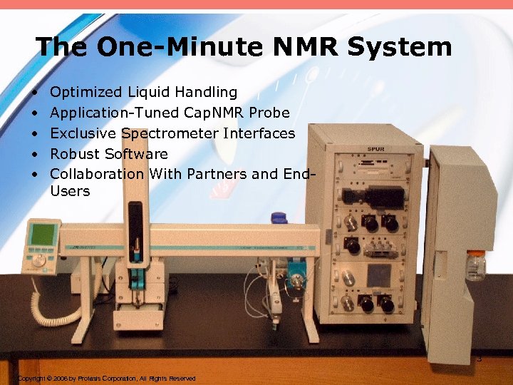 The One-Minute NMR System • • • Optimized Liquid Handling Application-Tuned Cap. NMR Probe