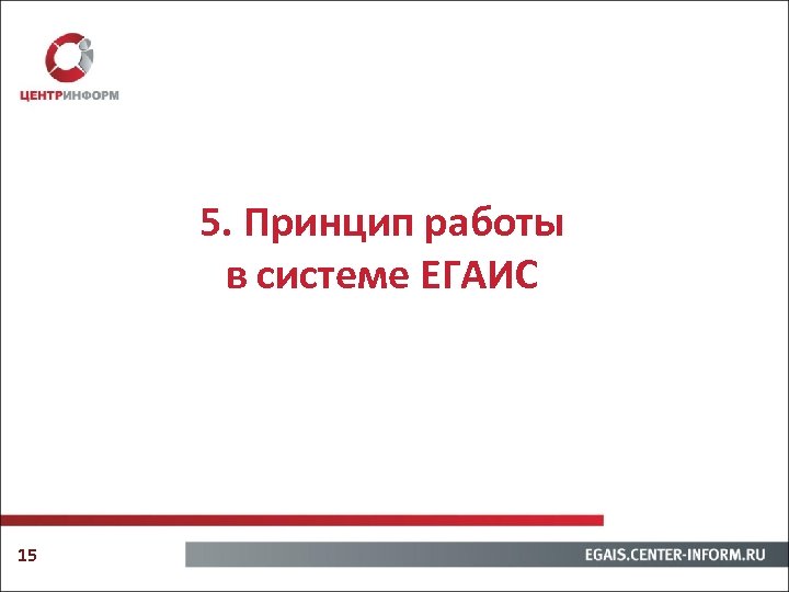 5. Принцип работы в системе ЕГАИС 15 