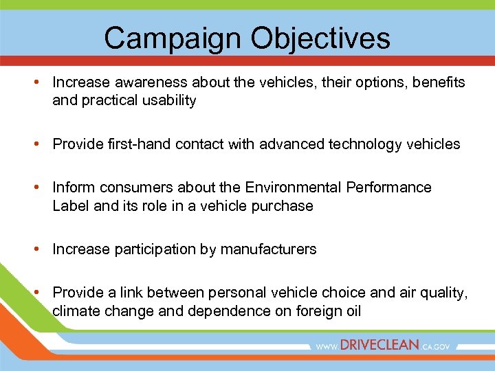 Campaign Objectives • Increase awareness about the vehicles, their options, benefits and practical usability