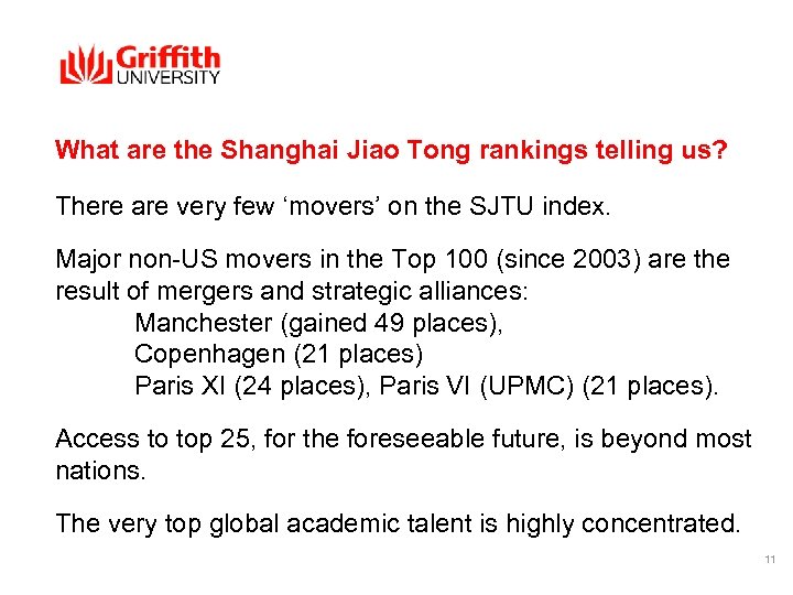 What are the Shanghai Jiao Tong rankings telling us? There are very few ‘movers’