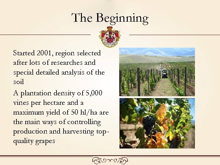 The Beginning Started 2001, region selected after lots of researches and special detailed analysis