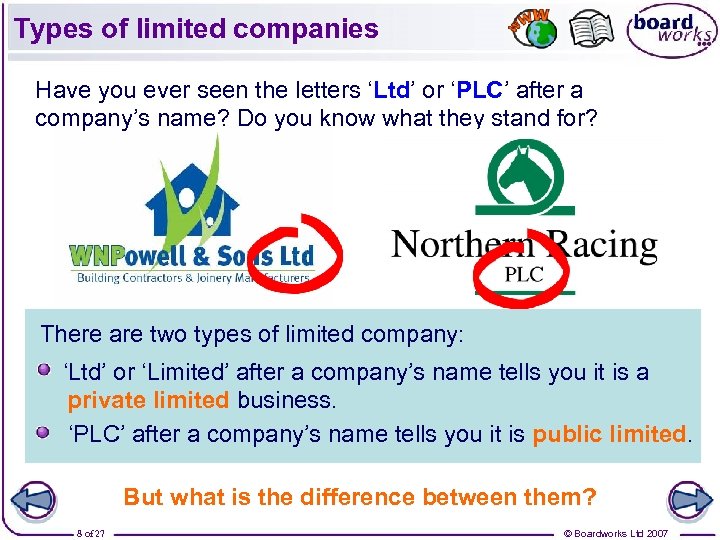 Types of limited companies Have you ever seen the letters ‘Ltd’ or ‘PLC’ after