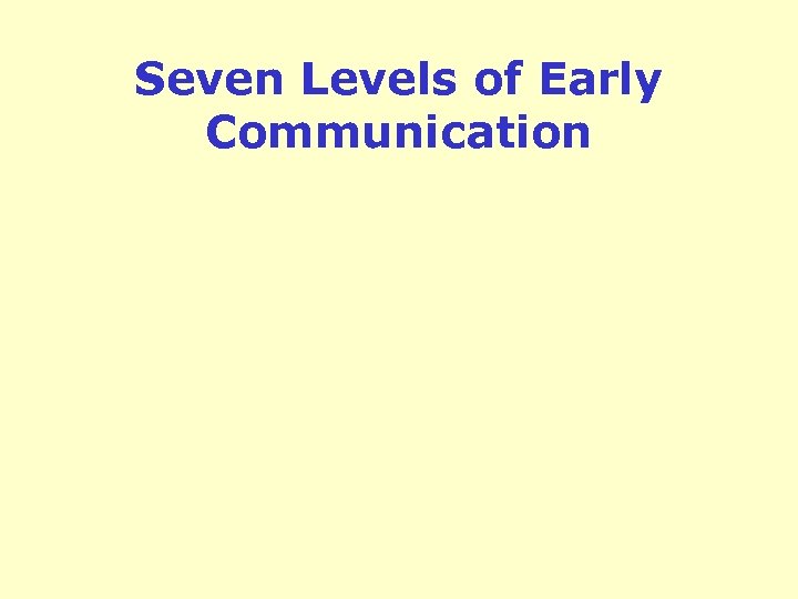 Seven Levels of Early Communication 