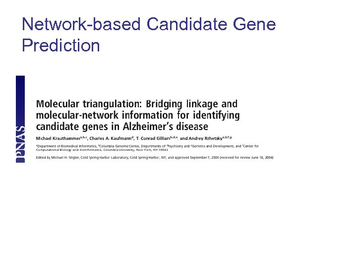 Network-based Candidate Gene Prediction 