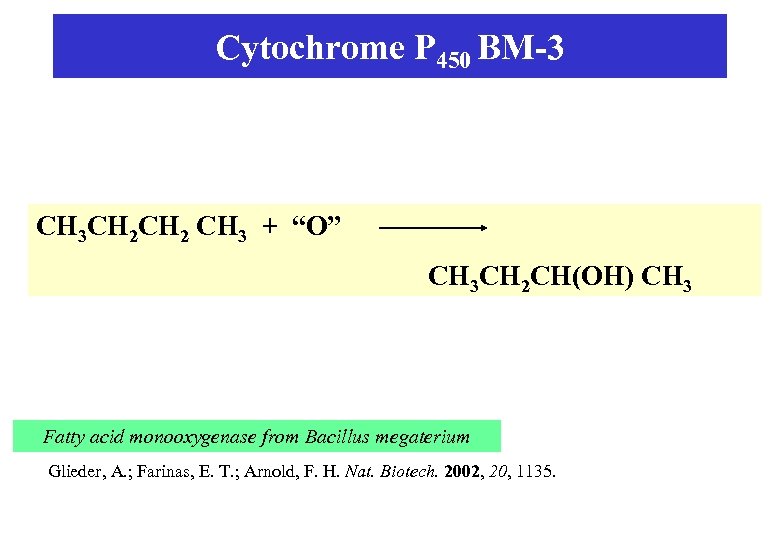 Cytochrome P 450 BM-3 CH 3 CH 2 CH 3 + “O” CH 3
