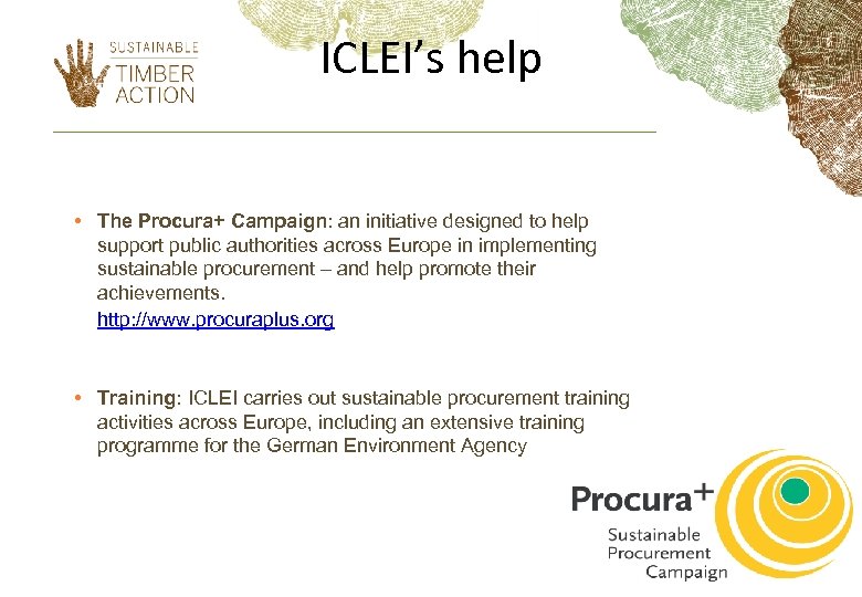 ICLEI’s help • The Procura+ Campaign: an initiative designed to help support public authorities
