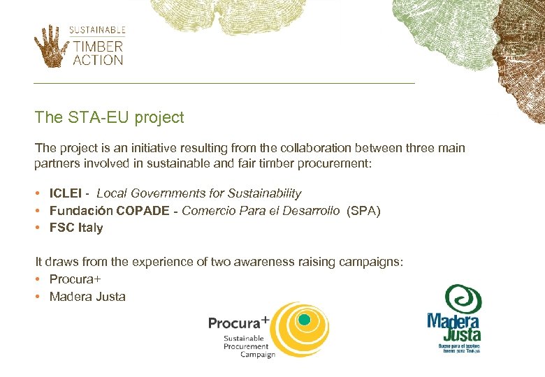 The STA-EU project The project is an initiative resulting from the collaboration between three