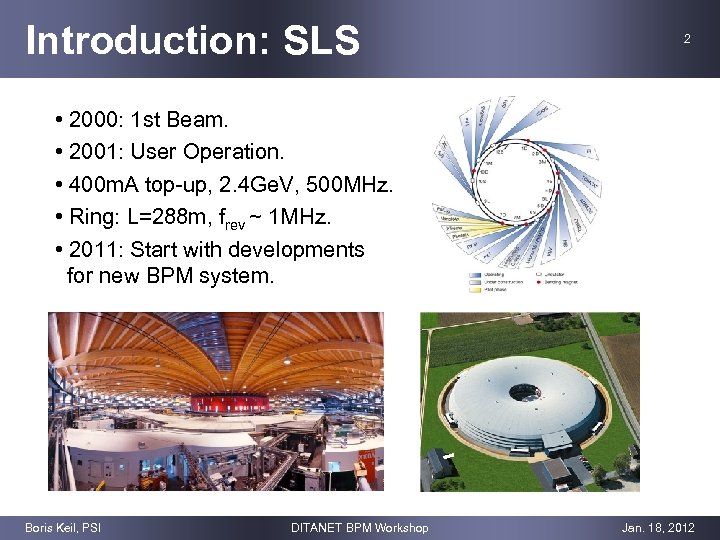 Introduction: SLS 2 • 2000: 1 st Beam. • 2001: User Operation. • 400